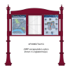 3 bay, single-sided, A2, A-Multi Decorative aluminium noticeboard, 1 bay glazed, showing encapsulated information panel option in unglazed bays
