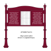 3 bay, single-sided, A2, A-Multi Decorative aluminium noticeboard, 1 bay glazed, showing sign panel option in unglazed bays