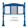 3 bay, single-sided, A2, A-Multi Decorative aluminium noticeboard, 2 bays glazed, showing pinboard option in unglazed bay