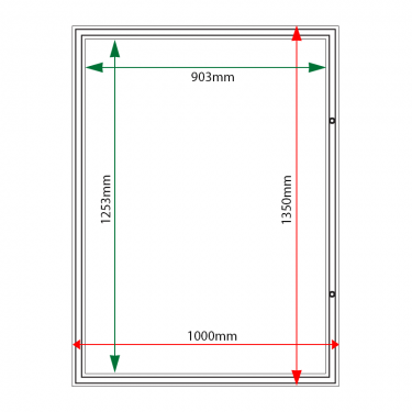 External & internal dimensions of AF58-16A4 Aluminium Noticeboard