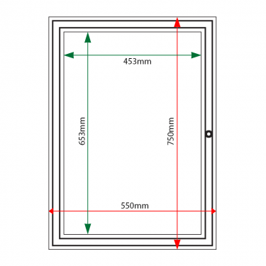 External & internal dimensions of 4 x A4 AF58 aluminium noticeboard