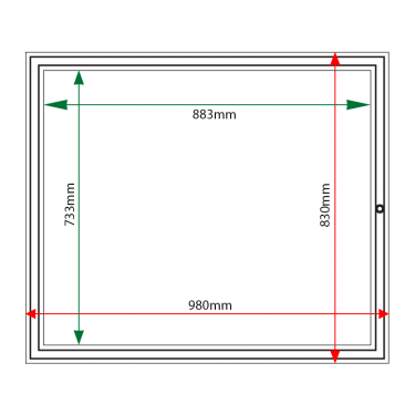 External & internal dimensions of AF58-8A4 Aluminium Noticeboard