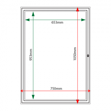 External & internal dimensions of AF58-9A4 Aluminium Noticeboard