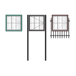 Available mounting options for AF58 aluminium noticeboards