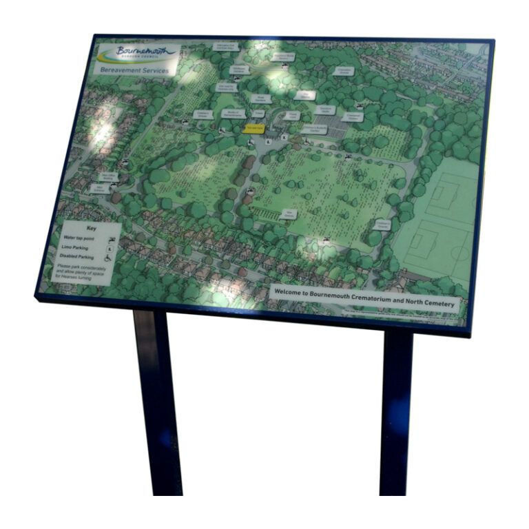 Lecter Sign A1 lectern-mounted interpretation panel, steel/g.r.p.