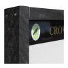 Corner and header detail of Apogee heavy-duty, recycled plastic notice board