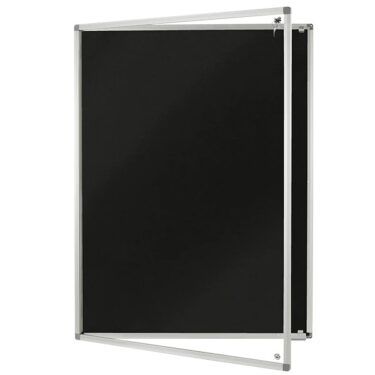 Lockable Glazed Noticeboards Black Fabric