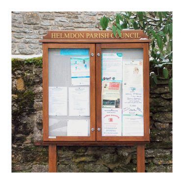 2-bay, 6 x A4 oak noticeboard, portrait format, Helmdon Parish Council