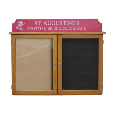 2-bay, 4 x A4 oak noticeboard with ribbed letterboard in one bay, St Augustine's Scottish Epicopal Church