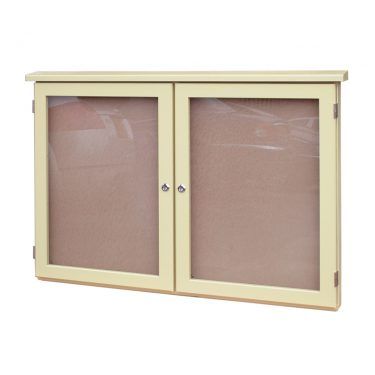 2-bay, 4 x A4 oak noticeboard with opaque ivory woodstain finish