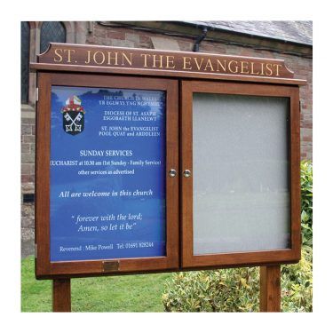 2-bay, 4 x A4 oak noticeboard, St John the Evangelist Church, Pool Quay