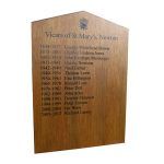 A1 portrait format, veneered honours board with gable top