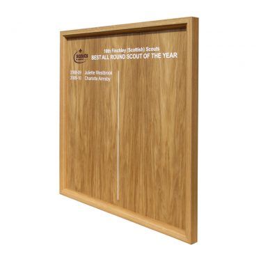 600mm square format, framed honours board with straight top