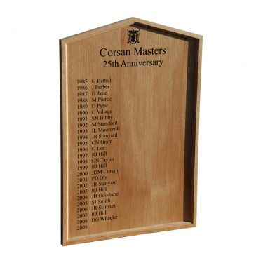 600mm x 900 mm portrait format, HOM/2framed honours board with gable top