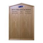 600mm x 900 mm portrait format, HOM/2 framed honours board with gable top, Southgate School