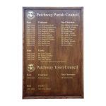 600mm x 900 mm portrait format, HOM/2framed honours board with straight top, Patchway Town Council