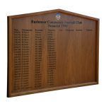 1200mm x 900 mm landscape format, HOM/3 framed honours board with gable top, Rushmoor Football Club