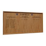 1800mm x 600 mm landscape format, framed honours board with square top