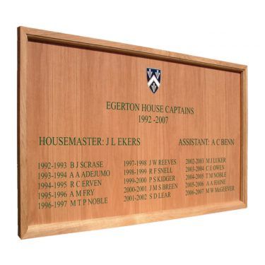 1800mm x 900 mm square format, HOM/3 framed honours board with straight top, Bloxham School