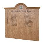 1200mm x 1200 mm portrait format, HOMC/69 framed honours board, with radiused top and moulded cornice