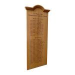 600mm x 1500 mm portrait format, HOMC/69 framed honours board, with radiused top and moulded cornice