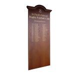 600mm x 1500 mm portrait format, HOMC/69 framed honours board, with radiused top and moulded cornice, St Paul's School