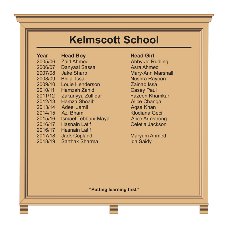 HOMCC-1212 HOMCC/1212 honours board, with solid timber frame, cornice and corbels