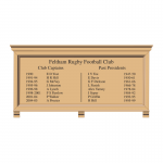 HOMCC/126 honours board, with solid timber frame, cornice and corbels
