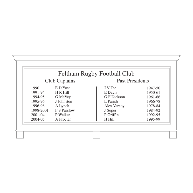 Illustration showing typical layout of inscriptions for honours board HOMCC/126