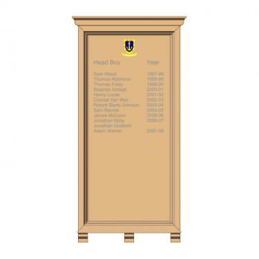 HOMCC/612 honours board, with solid timber frame, cornice and corbels