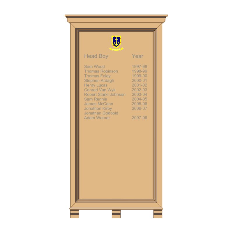 HOMCC-612 HOMCC/612 honours board, with solid timber frame, cornice and corbels