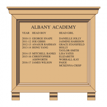 HOMCC/66 honours board, with solid timber frame, cornice and corbels