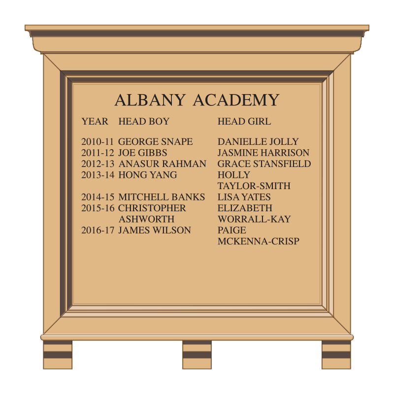 HOMCC-66 HOMCC/66 honours board, with solid timber frame, cornice and corbels