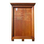HOMCC/69 honours board, with solid timber frame, cornice and corbels, Albany Academy