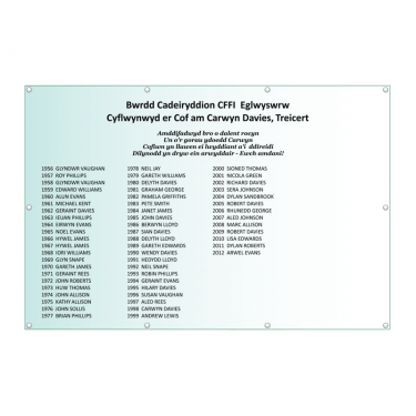 Acrylic Honours Board 1800 x 1200mm, landscape with straight top-layout-drawing