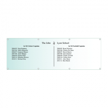 Acrylic Honours Board 1800 x 600mm, landscape with straight top-layout-drawing
