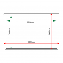 External & internal dimensions of 10 x A4 oak noticeboard, unglazed