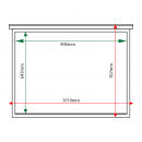 External & internal dimensions of 8 x A4 oak noticeboard, unglazed