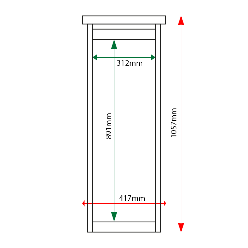 External & internal dimensions of 3 x A4 Man-made Timber noticeboard, unglazed