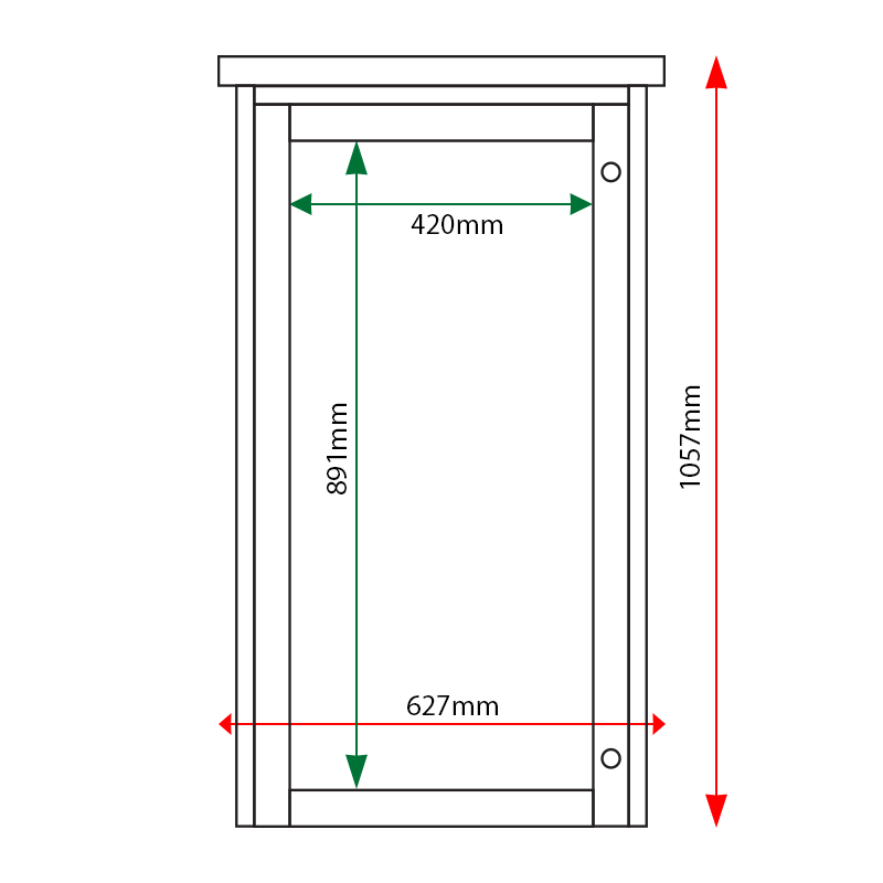 External & internal dimensions of 6 x A4 Man-made Timber noticeboard, portrait format