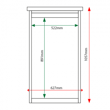 External & internal dimensions of 6 x A4 Man-made Timber noticeboard, portrait format