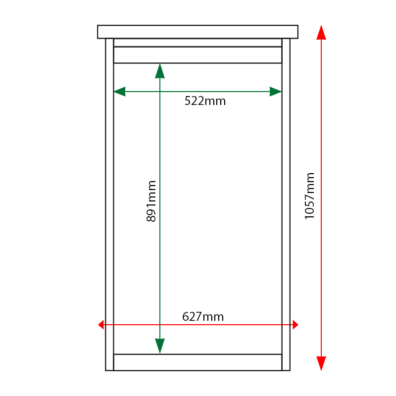 External & internal dimensions of 6 x A4 Man-made Timber noticeboard, portrait format