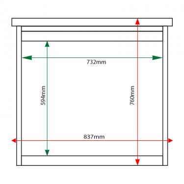 External & internal dimensions of 6 x A4 Man-made Timber noticeboard, unglazed