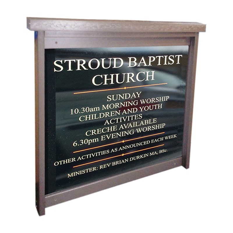 6 x A4 Man-made Timber noticeboard, unglazed with sign panel, Stroud Baptist Church