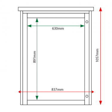 External & internal dimensions of 9 x A4 Man-made Timber noticeboard
