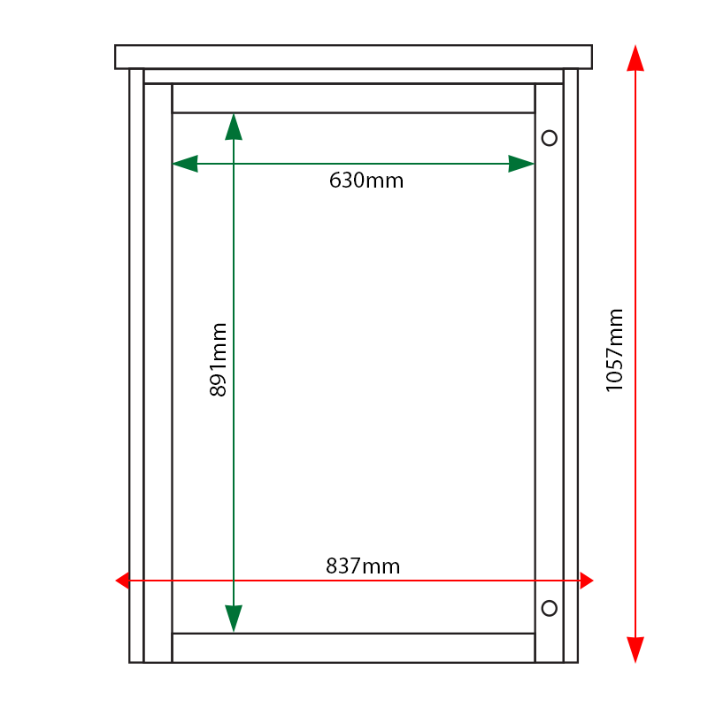 External & internal dimensions of 9 x A4 Man-made Timber noticeboard