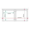 External & internal dimensions of 2-bay, 6 x A4 Man-made Timber noticeboard