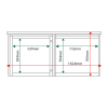 External & internal dimensions of 2-bay, 6 x A4 Man-made Timber noticeboard, 1 bay glazed