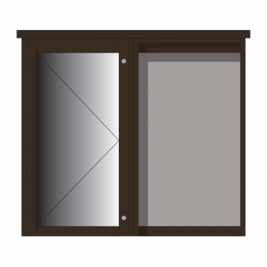 2-bay, 6 x A4 Man-made Timber noticeboard, 1 bay glazed, portrait format