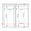 External & internal dimensions of 2-bay, 6 x A4 Man-made Timber noticeboard, 1 bay glazed, portrait format